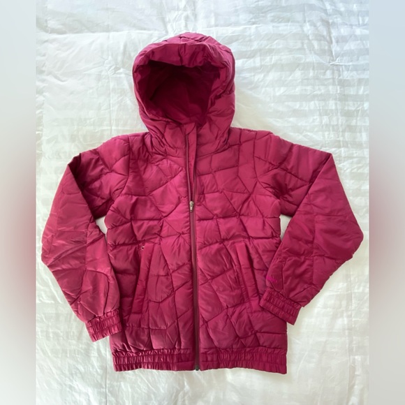 Patagonia Aliso Down Jacket Bomber Style Womens XS Magenta color w/ Hood - Picture 9 of 14